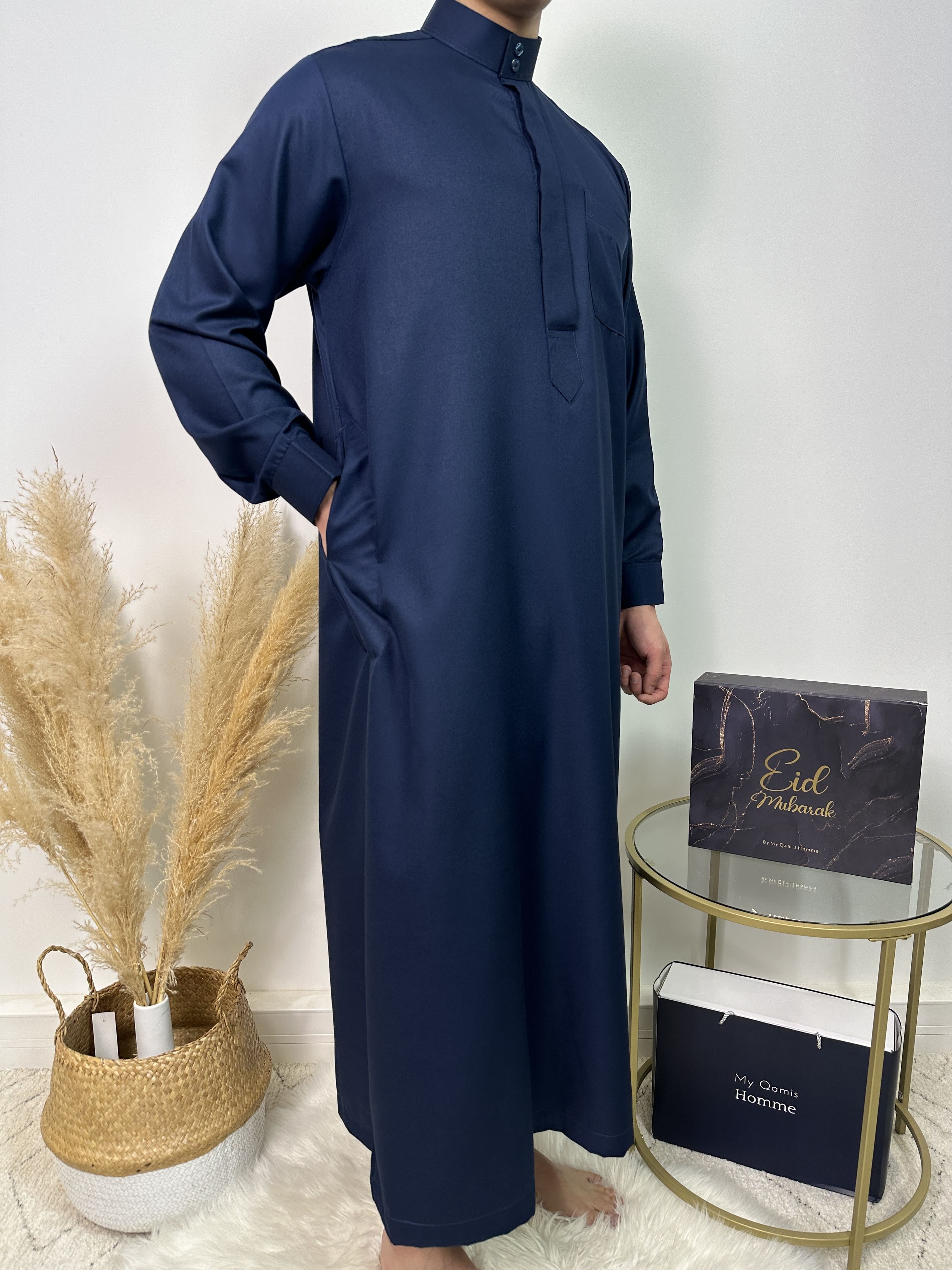Qamis Saoudien Collection 24 Bleu Marine My Qamis Homme Qamis Saoudien Collection 24 Bleu Marine My Qamis Homme