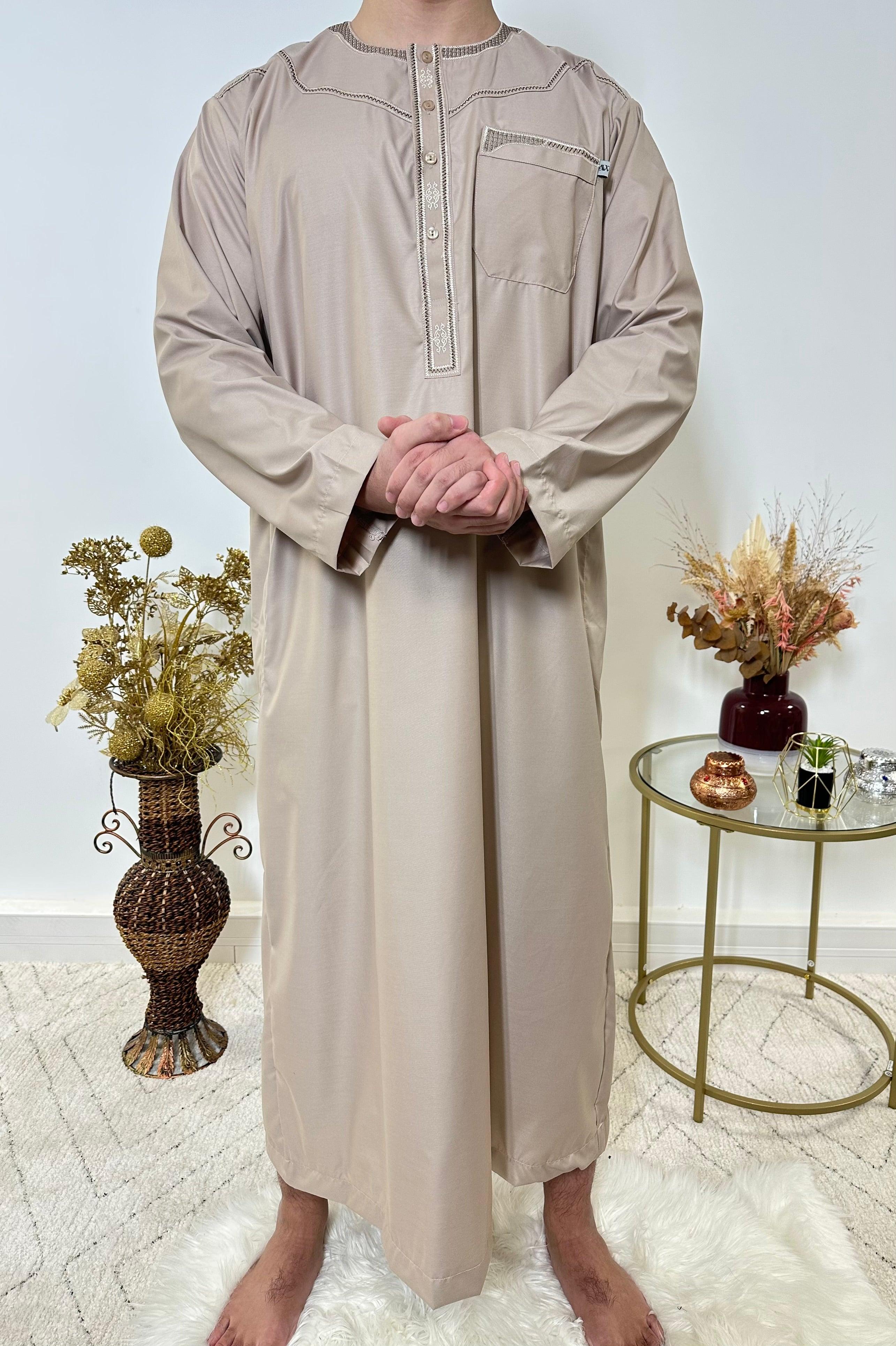 Djellaba Homme En Coton Lin - Caftan Manches Longues, Boutonnage Devant - Robe Décontractée, Style Qamis/abaya - Taille Unique Ample