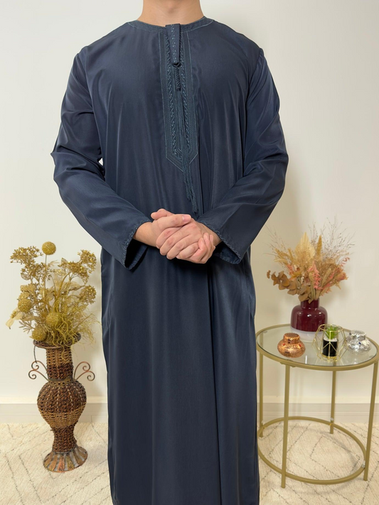 Qamis Emirati avec cravate - Bleu Marine