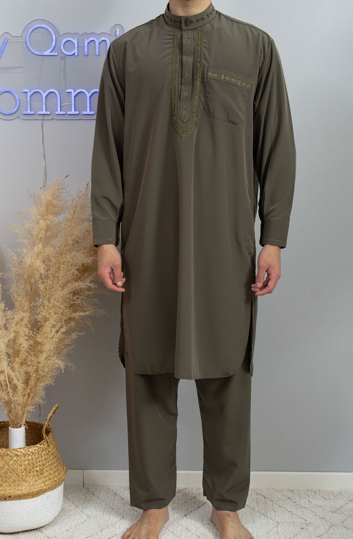 Ensemble Qamis Pakistanais kaki - Al Emad