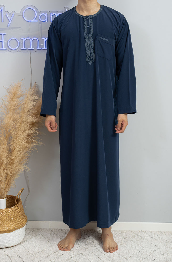 Qamis Marocain Manches Longue bleu marine - Al Emad