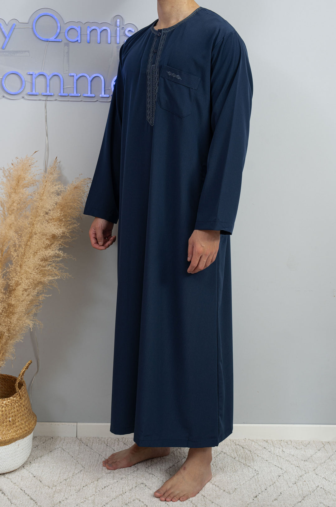 Qamis Marocain Manches Longue bleu marine - Al Emad