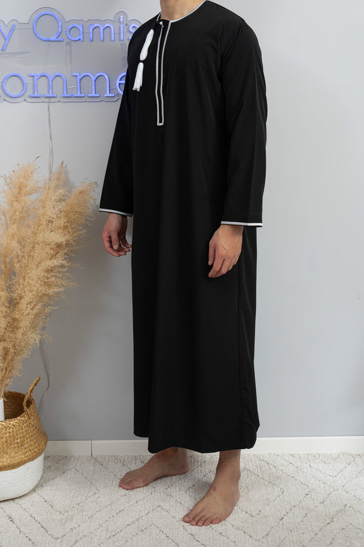 Qamis Omani noir Premium - Al Emad