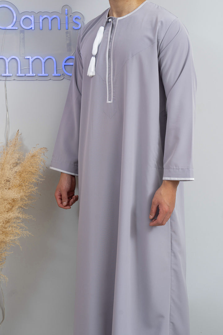 Qamis Omani gris Premium - Al Emad