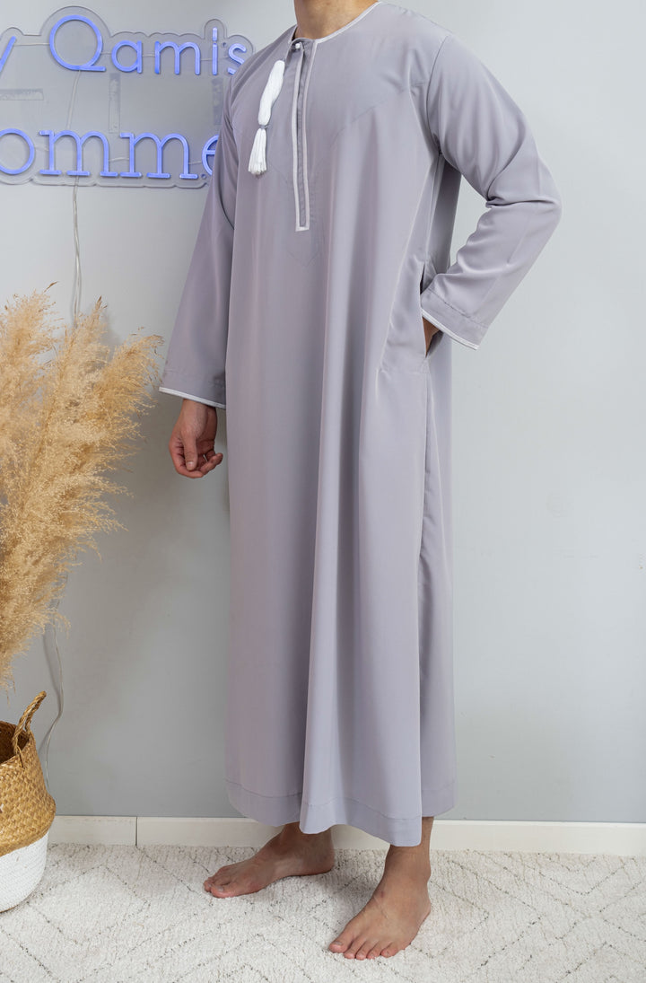 Qamis Omani gris Premium - Al Emad