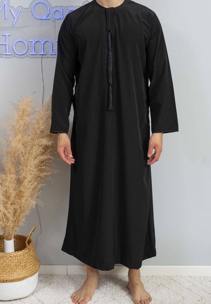 Qamis Emirati noir Premium - Al Emad