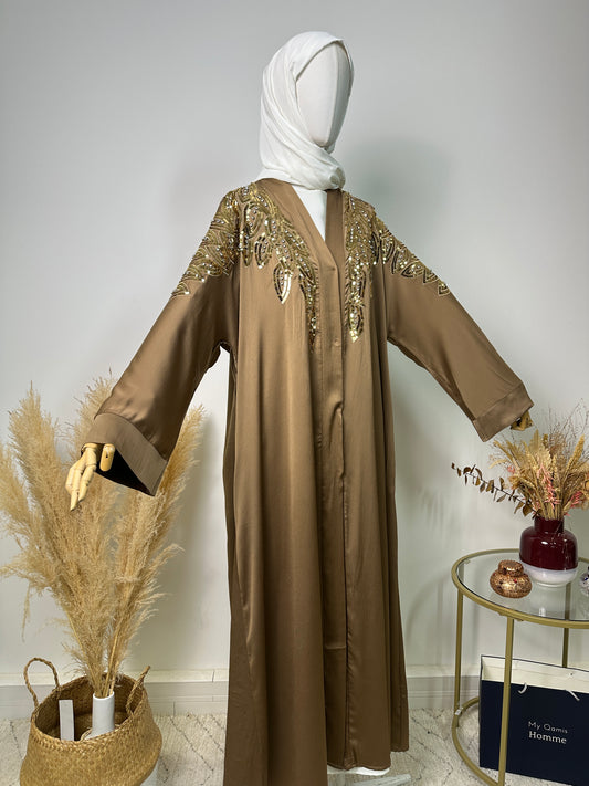 Abaya Kimono Amani - Luxury Collection - Abaya haut de gamme - Taupe