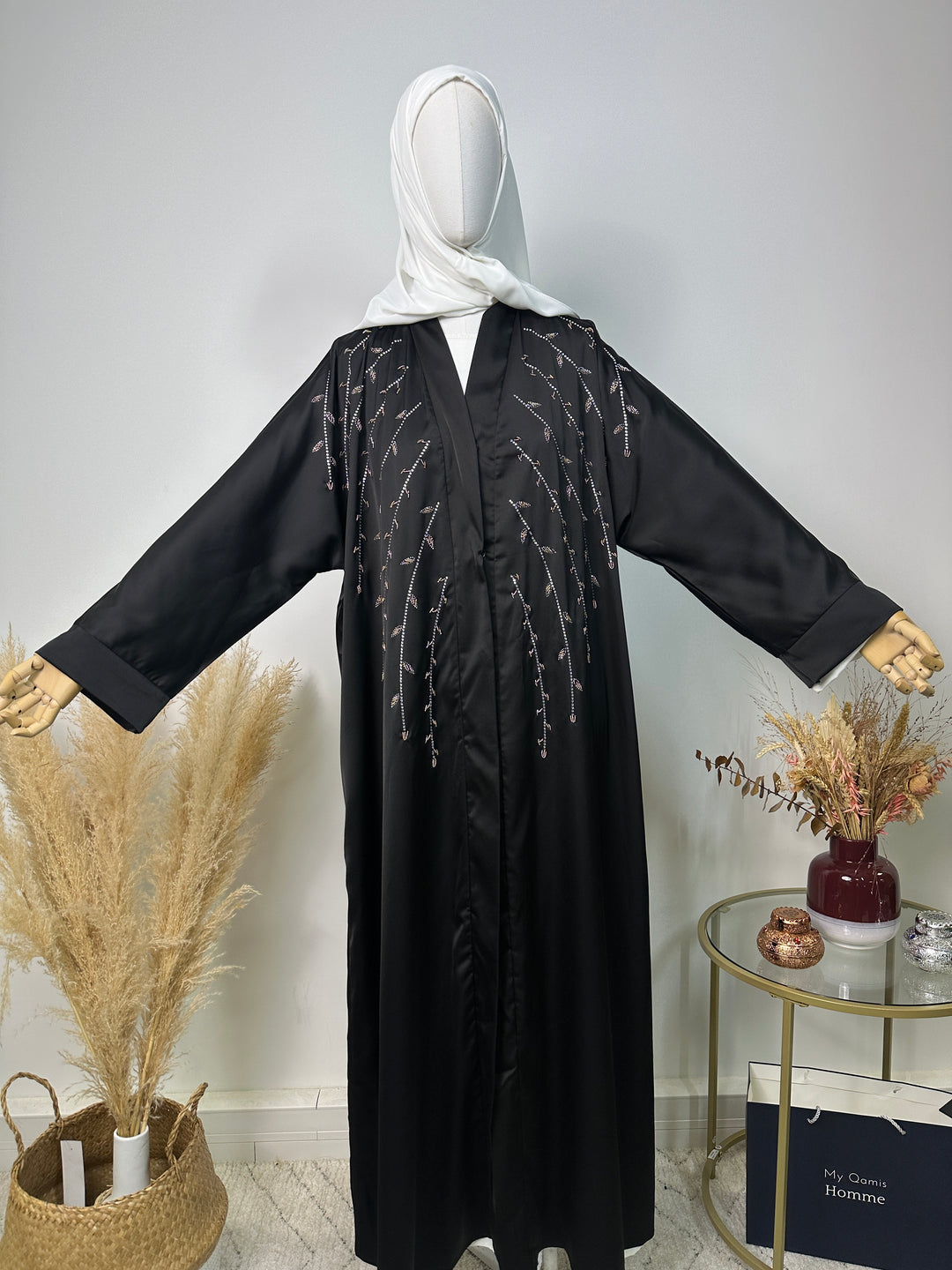 Abaya Kimono Asma – Luxuskollektion – High-End-Abaya – Schwarz