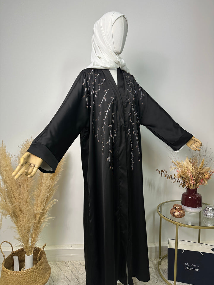 Abaya Kimono Asma – Luxuskollektion – High-End-Abaya – Schwarz