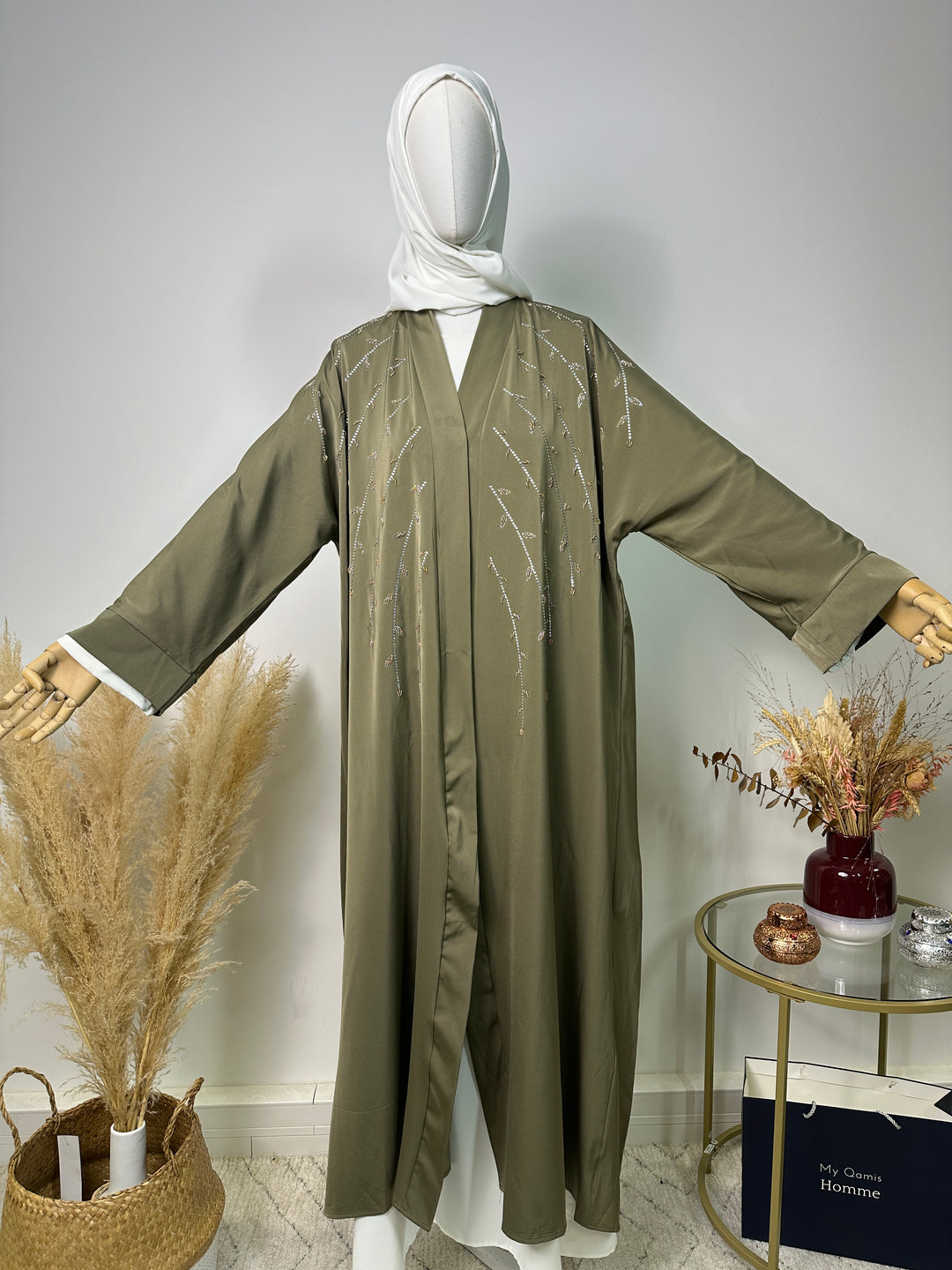 Abaya Kimono Asma - Luxury Collection - Abaya haut de gamme - Olive