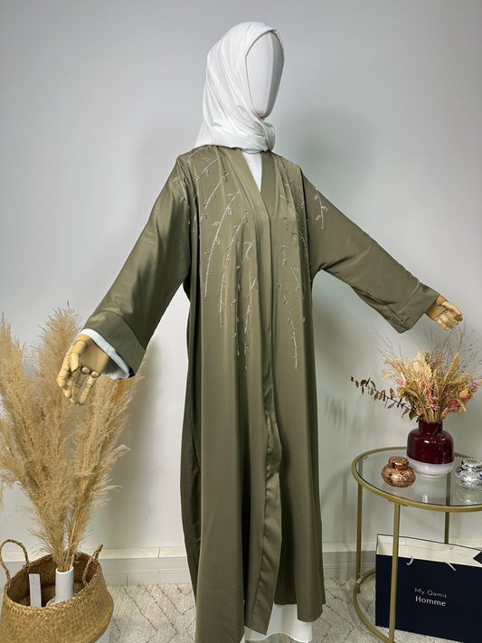 Abaya Kimono Asma - Luxury Collection - Abaya haut de gamme - Olive