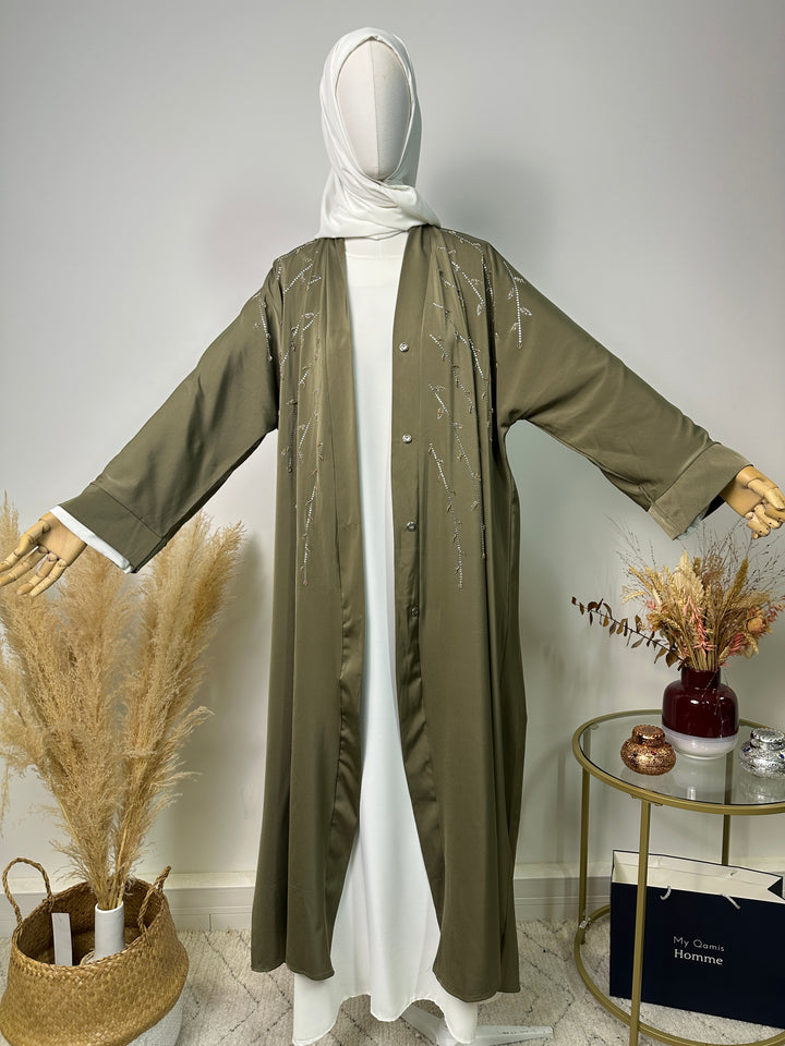 Abaya Kimono Asma - Luxury Collection - Abaya haut de gamme - Olive