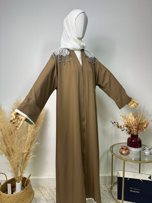 Abaya Kimono Fatma - Luxury Collection - Abaya haut de gamme - Marron