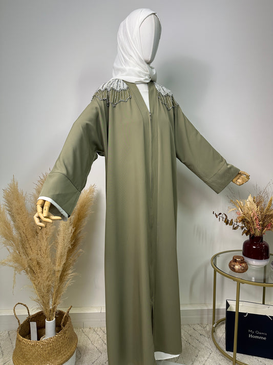 Abaya Kimono Fatma - Luxury Collection - Abaya haut de gamme - Olive