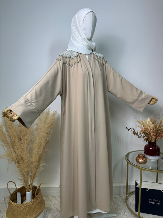 Abaya Kimono Fatma - Luxury Collection - Abaya haut de gamme - Beige