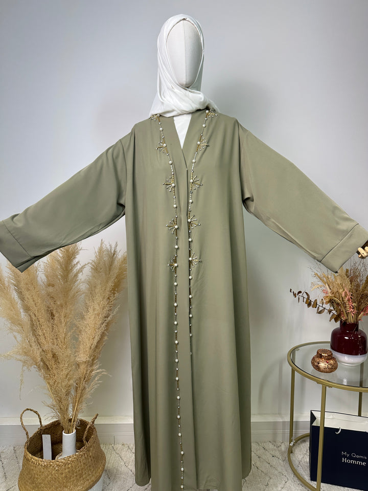 Abaya Kimono Fatima - Luxury Collection - Abaya haut de gamme - Olive Kaki