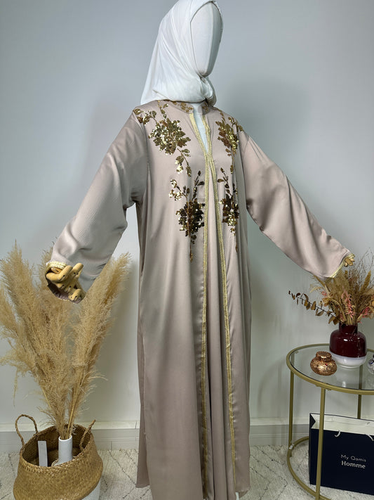 Abaya Halima - Luxury Collection - Abaya haut de gamme - Beige