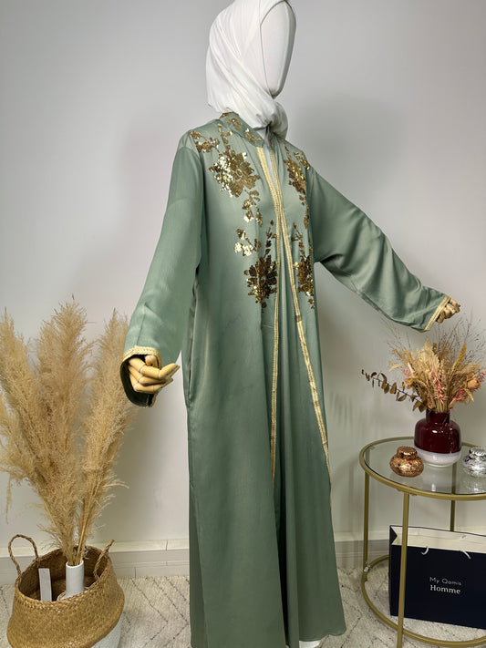 Abaya Halima - Luxury Collection - Abaya haut de gamme - Olive Kaki