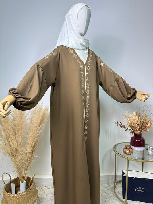 Abaya Amal - Luxury Collection - Abaya haut de gamme - Taupe