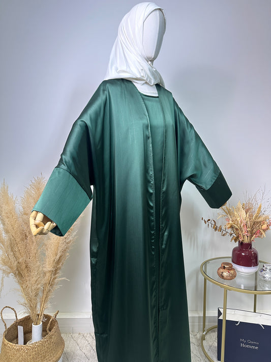 Ensemble Abaya Dina - Luxury Collection - Abaya haut de gamme - Vert Sapin