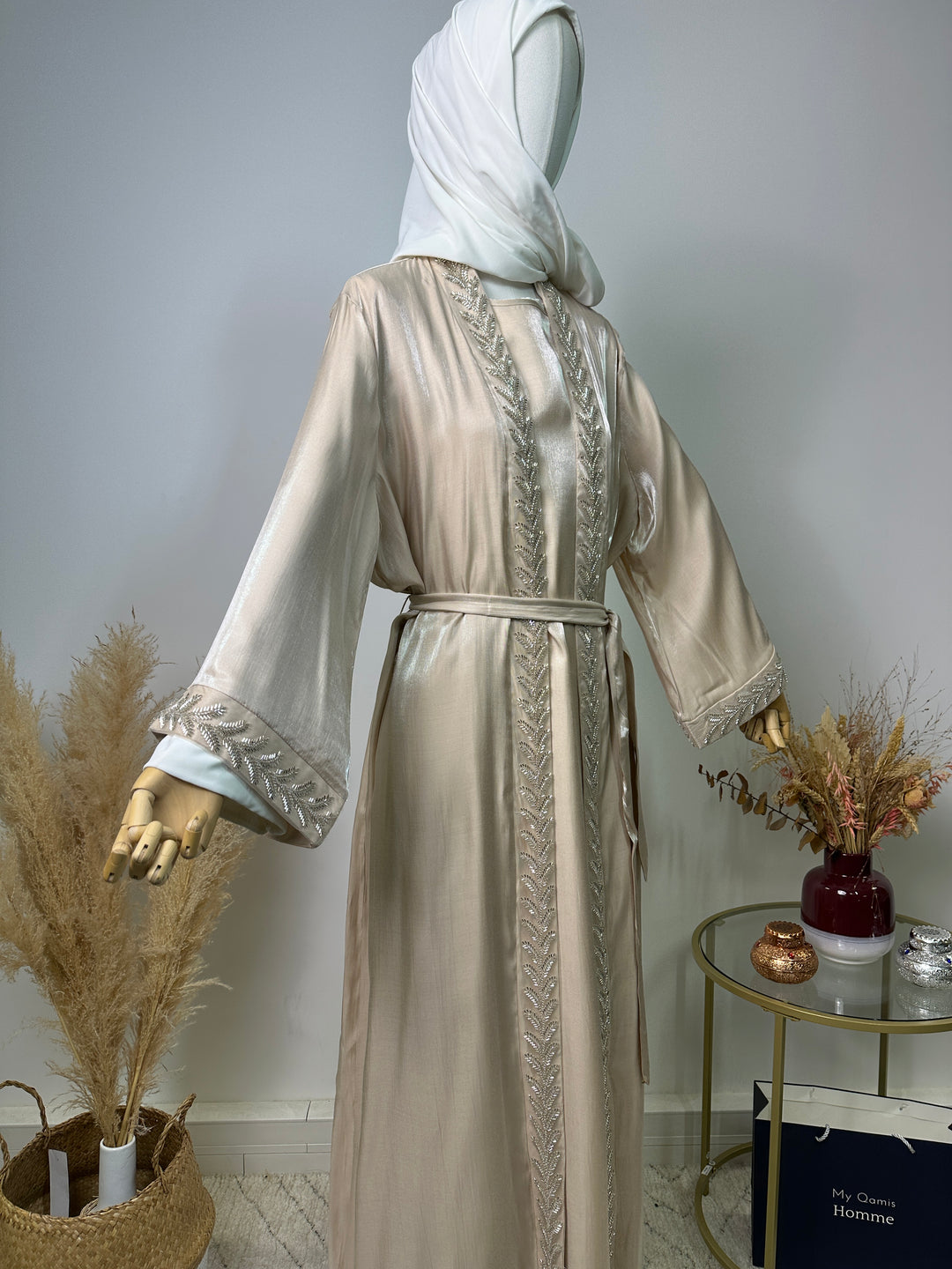 Samara Abaya-Set – Luxuskollektion – High-End-Abaya – Beige