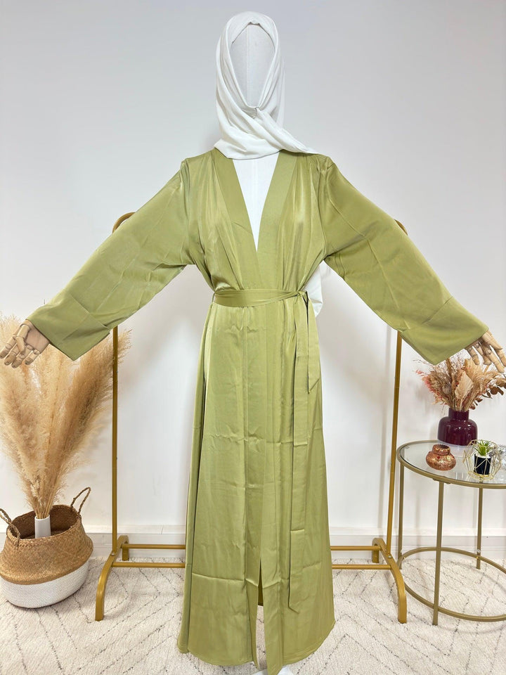 Abaya Kimono 1 pièce - Hajar - Vert Pomme - My Qamis Homme