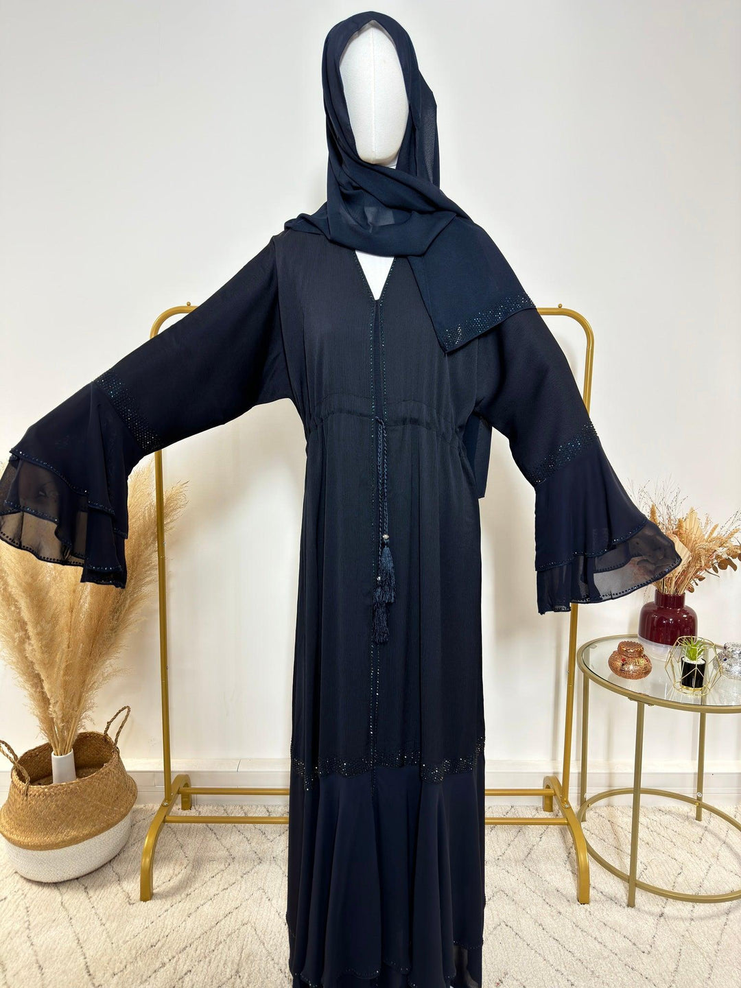 Ensemble Abaya Dalia avec Hijab - Bleu Marine - Made in UAE - My Qamis Homme