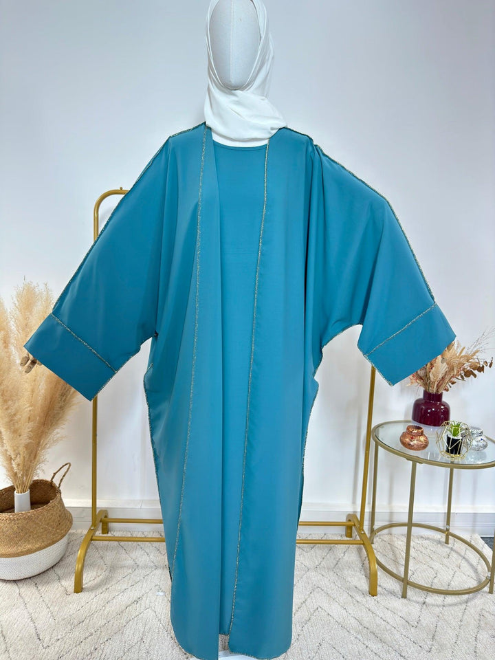 Ensemble Abaya Kimono 2 pièces - Inaya - Bleu Turquoise - My Qamis Homme