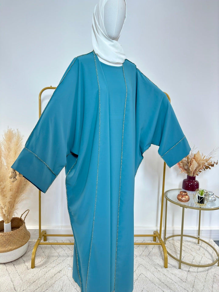 Ensemble Abaya Kimono 2 pièces - Inaya - Bleu Turquoise - My Qamis Homme