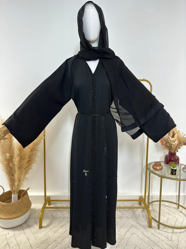 Ensemble Abaya Rima avec Hijab - Noir - Made in UAE - My Qamis Homme