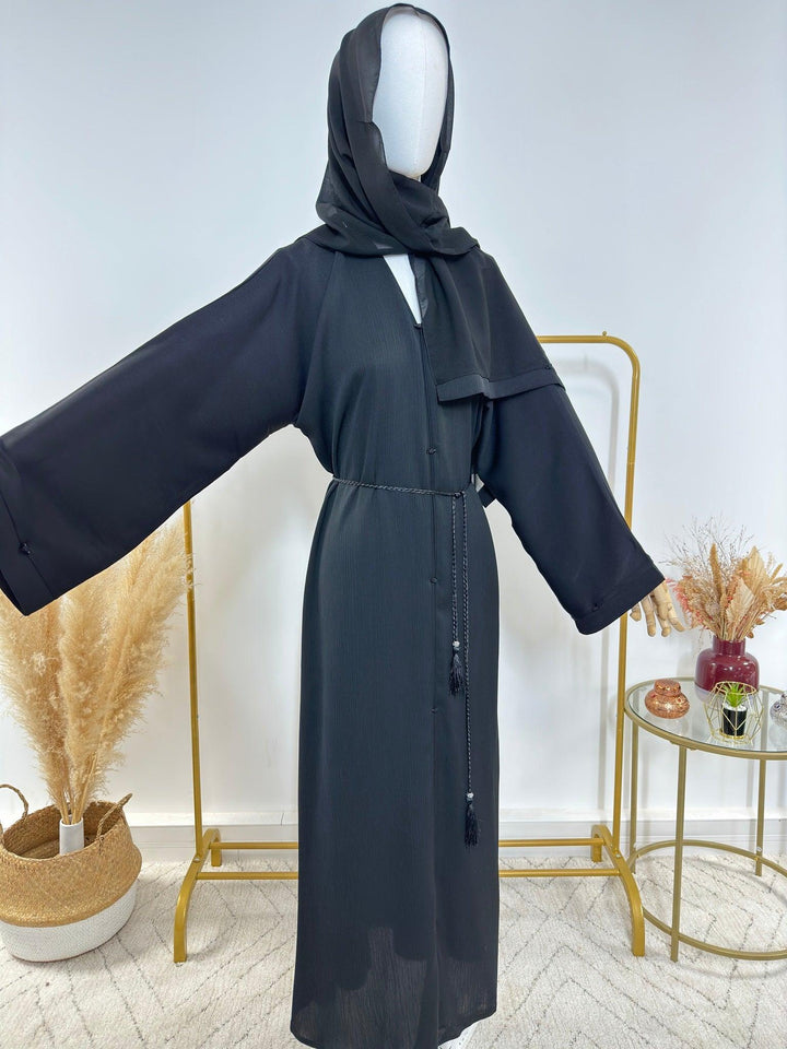 Ensemble Abaya Samar avec Hijab - Noir - Made in UAE - My Qamis Homme