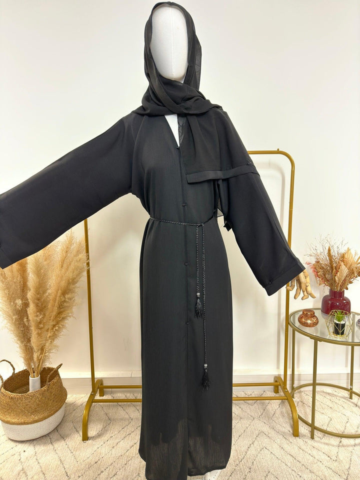 Ensemble Abaya Samar avec Hijab - Noir - Made in UAE - My Qamis Homme