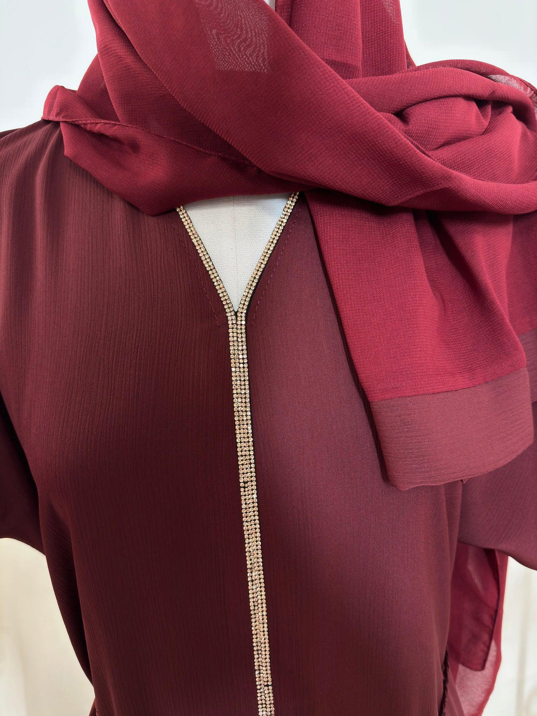 Ensemble Abaya Yasmin avec Hijab - Rouge - Made in UAE - My Qamis Homme