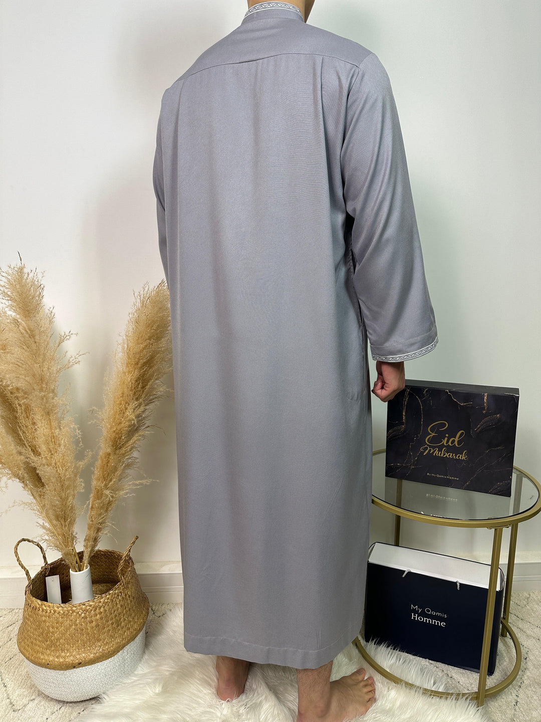 Qamis Bahreïni avec col - Gris - Al Emad - My Qamis Homme