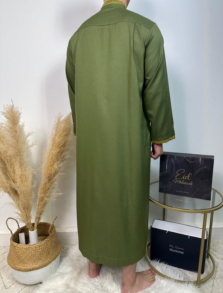 Qamis Bahreïni avec col - Kaki - Al Emad - My Qamis Homme