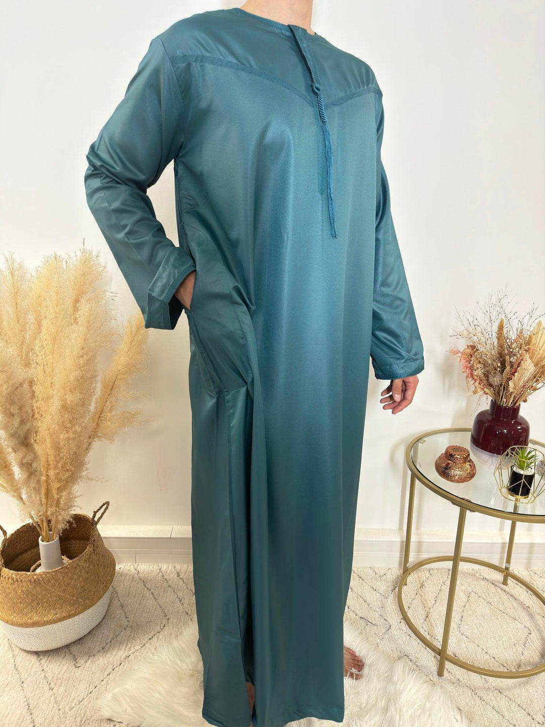 Qamis Emirati - Bleu/Vert - Qamis Dubai - My Qamis Homme