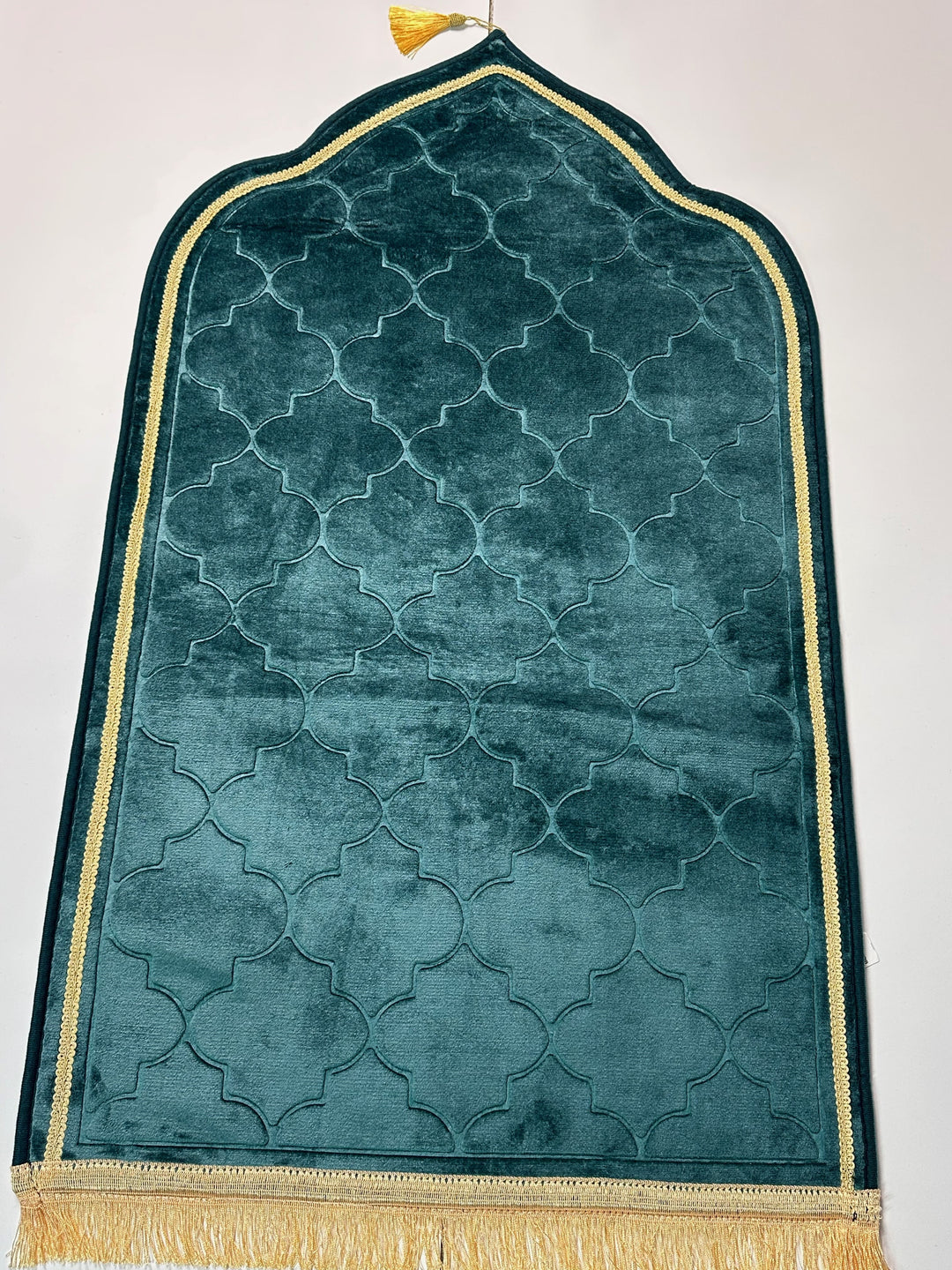 tapis de prière en forme de dome bleu turquoise