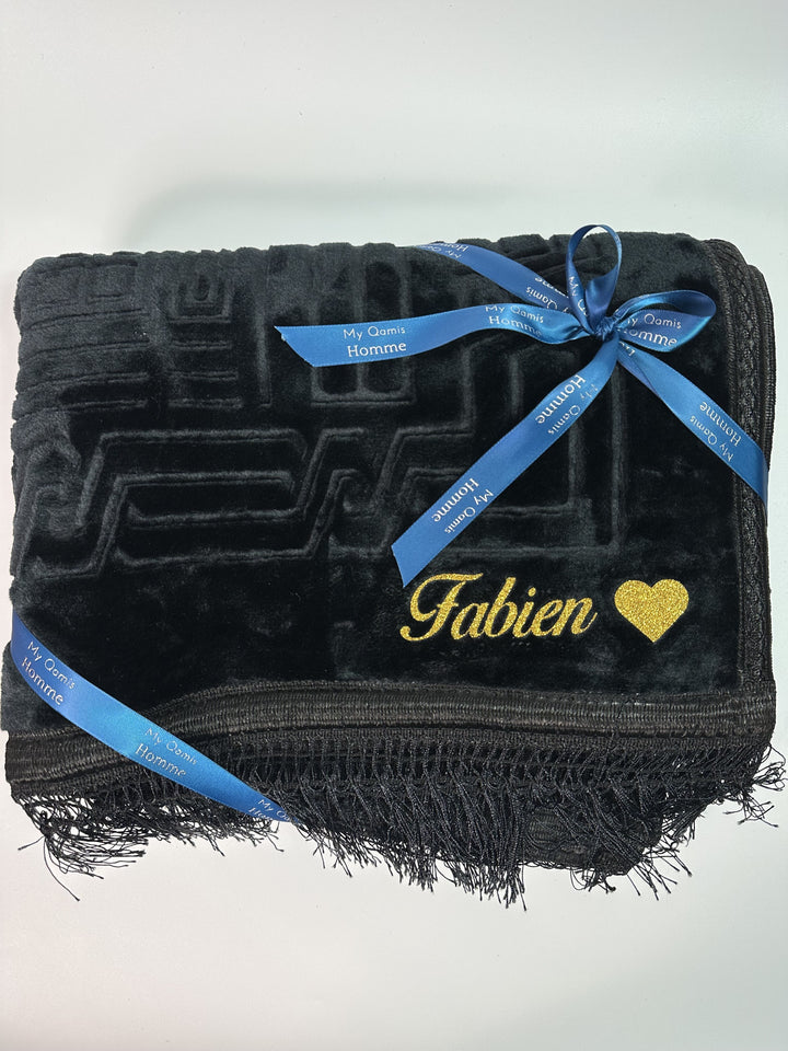 tapis de prière personnalise avec ruban noir