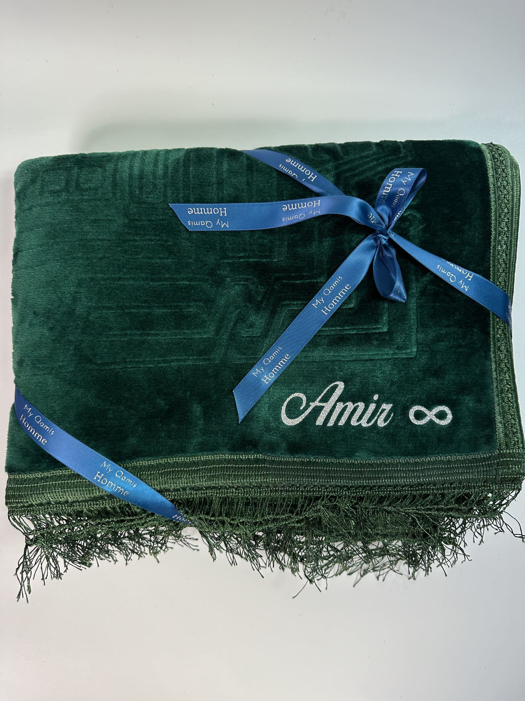 tapis de prière personnalise avec ruban vert