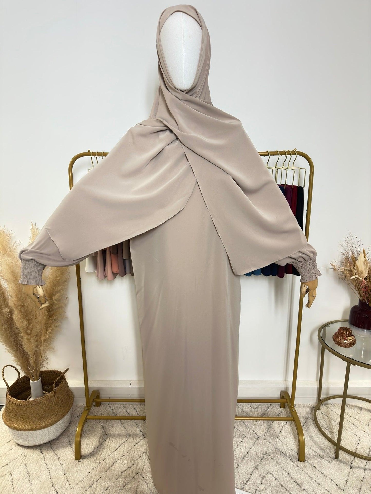 Robe Manches Tulipes En Soie De Médine – Taille Unique Verte