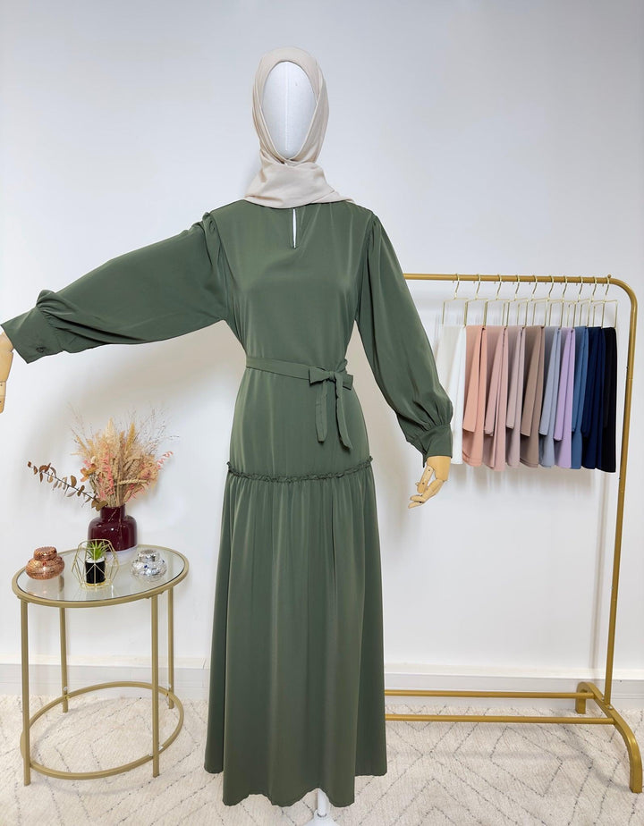 Abaya Maria avec ceinture à nouer - Vert Kaki - My Qamis Homme