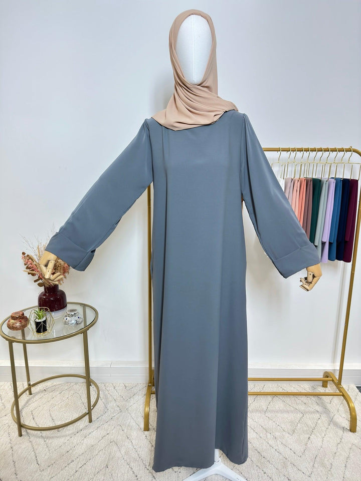 Abaya simple Leila - Gris - My Qamis Homme