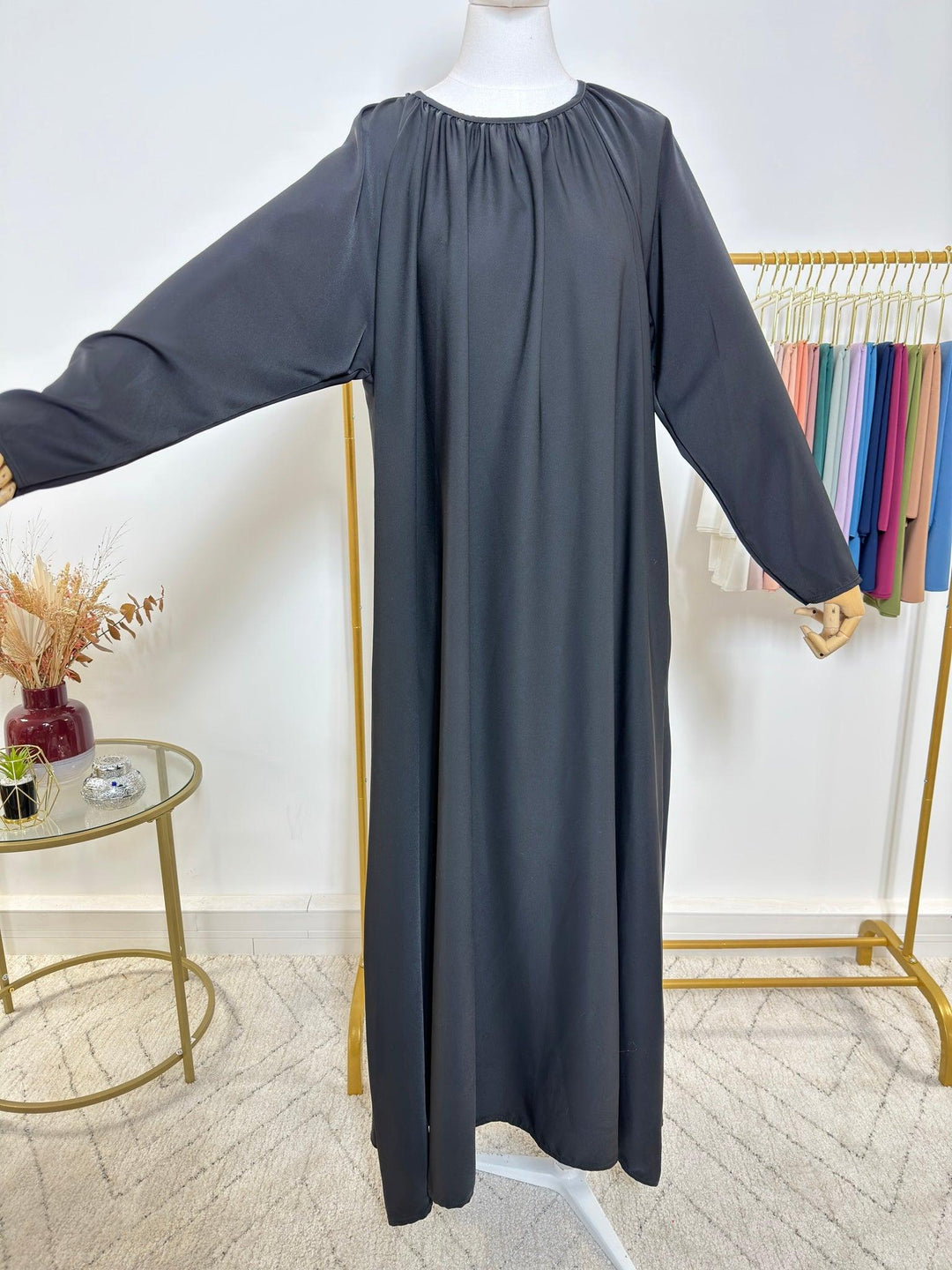 Ensemble Abaya Kimono 2 pièces - Aicha – Noir + Noir - My Qamis Homme