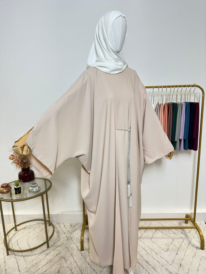 Ensemble Abaya Kimono 2 pièces - Léna - Beige - My Qamis Homme