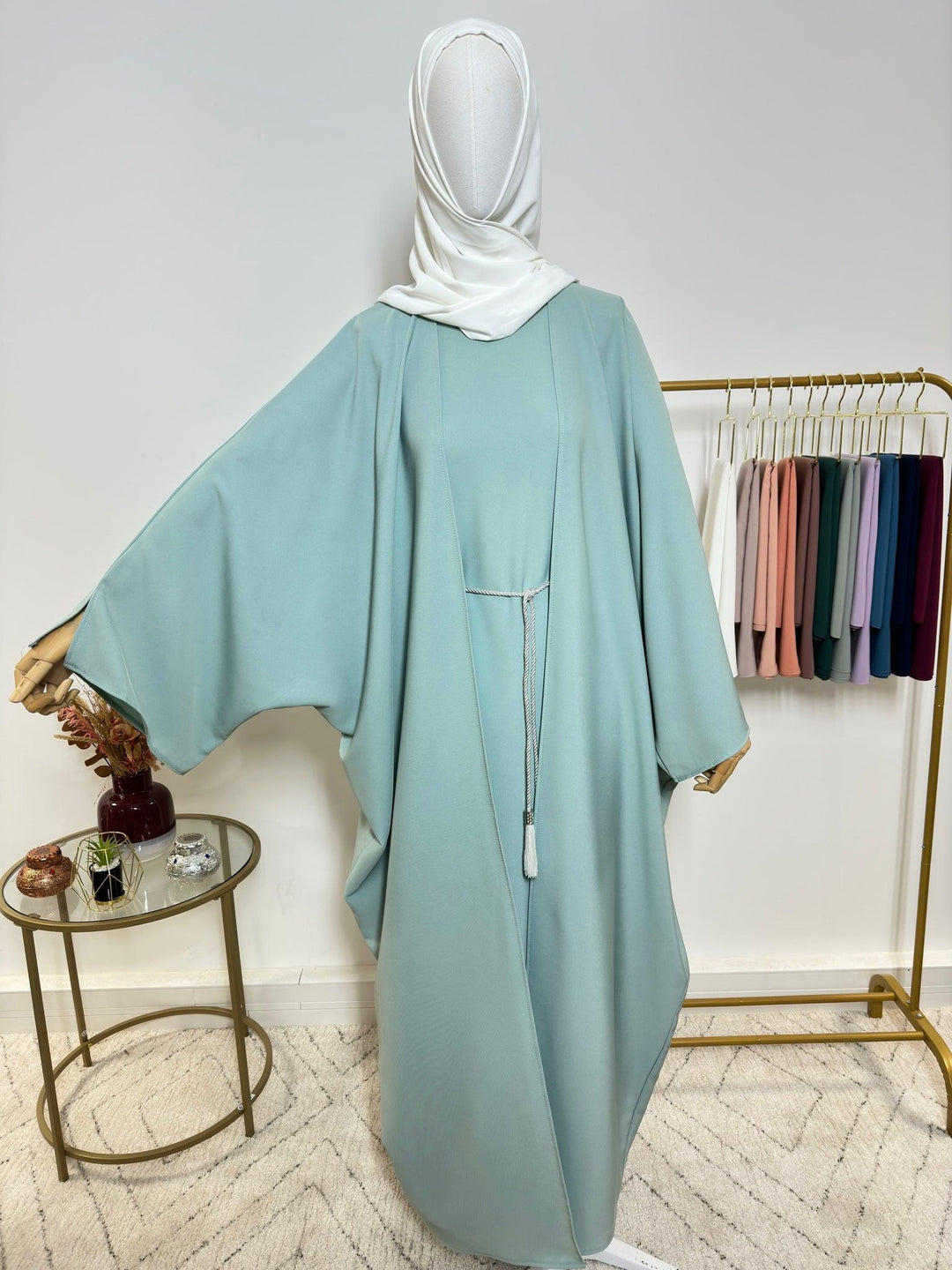 Ensemble Abaya Kimono 2 pièces - Léna - Bleu Turquoise - My Qamis Homme