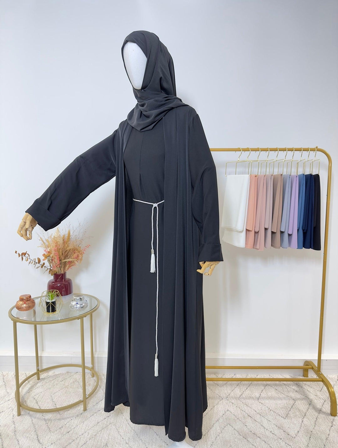 Ensemble Abaya Kimono 2 pièces - Samia – Noir - My Qamis Homme