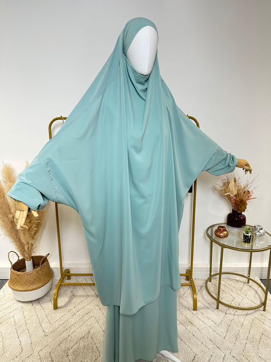 Ensemble Jilbab + Jupe Premium - Jilbab Soie de Médine - Bleu Turquoise - My Qamis Homme