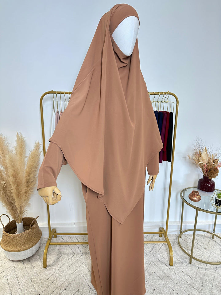 Ensemble Khimar + Abaya en Jersey Premium - Marron - My Qamis Homme