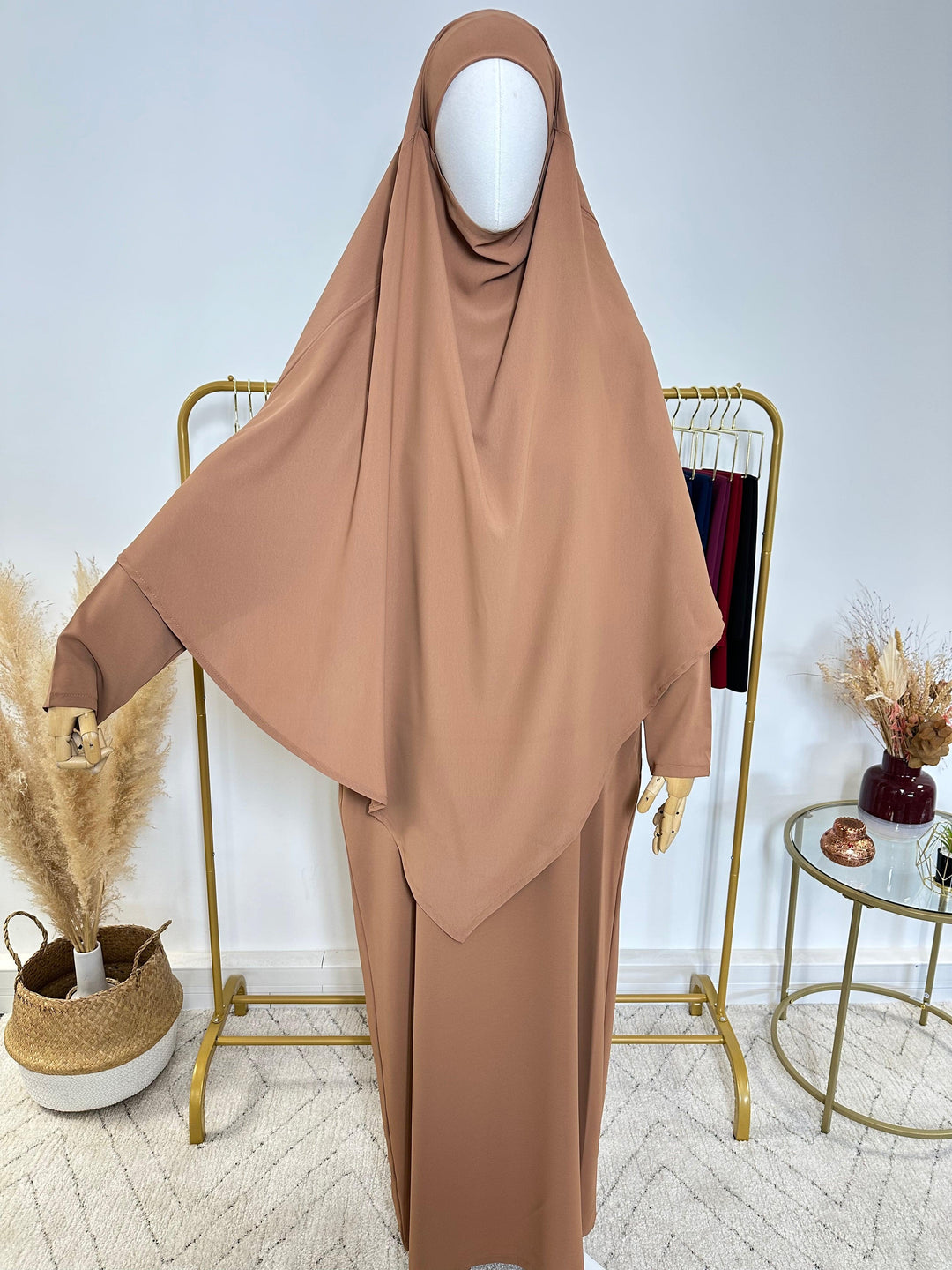 Ensemble Khimar + Abaya en Jersey Premium - Marron - My Qamis Homme