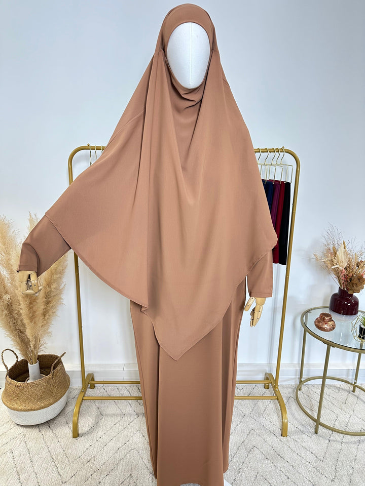 Ensemble Khimar + Abaya en Jersey Premium - Marron - My Qamis Homme